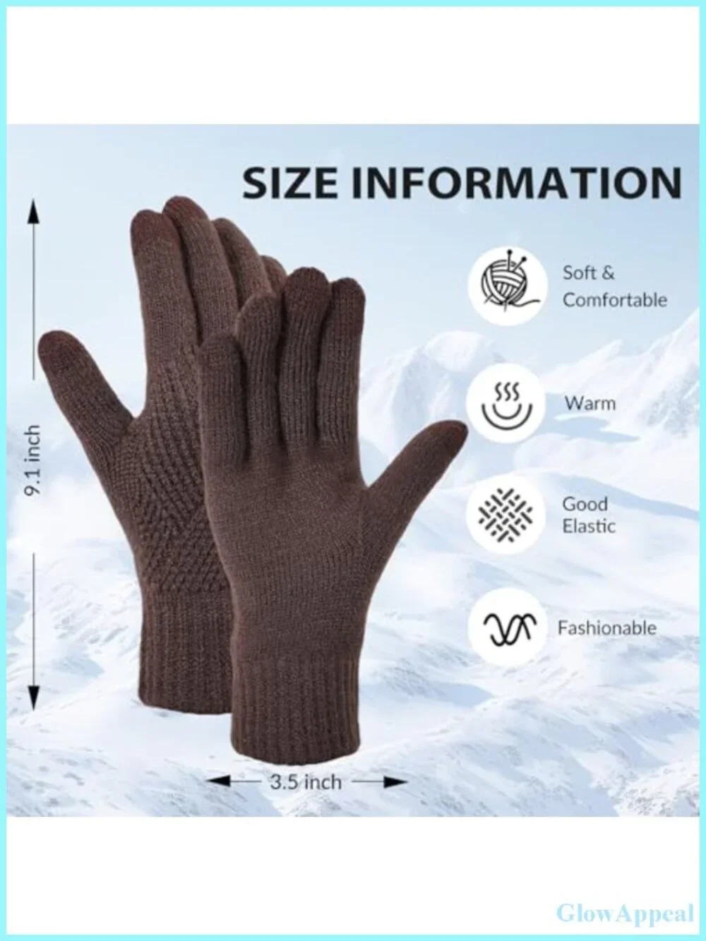 Women's Touchscreen Winter Gloves Fleece Lined Knit Elastic Cuff